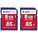 AgfaPhoto 2er-Pack Flash-Speicherkarten SDHC 10408 - Kapazität 16GB + 16GB - Blau