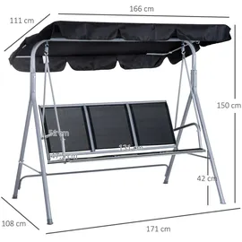 Outsunny Hollywoodschaukel grau 3-Sitzer