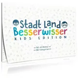 Goods+Gadgets Stadt, Land, Besserwisser Kids Junior Edition für Kinder - der Spiele-Klassiker Stadt Land Fluss in der XXL Neuauflage mit 38 Kategorien