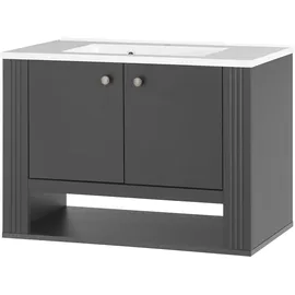 Home Affaire Waschtisch HOME AFFAIRE "WESTMINSTER, Waschbeckenunterschrank inkl. Waschbecken, Metallgriffe", grau (grau dunkel), B:80cm H:58cm T:46cm, Waschtische, Waschtisch, in 2 Farben verfügbar, hängend, inkl. Waschbecken, Breite 80 cm