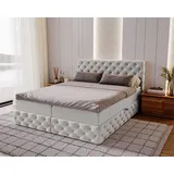 kaiser möbel Chesterfield-Kontinentalbett Luxury Stoff Royal Velvet Silber 120x200 cm - Silber