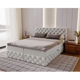 kaiser möbel Chesterfield-Kontinentalbett Luxury Stoff Royal Velvet Silber 120x200 cm - Silber