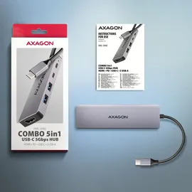AXAGON HMC-5H60 | USB-C 5Gbps, 5in1 Hub, 2x USB-A, 1x USB-C, (HMC-5H60)