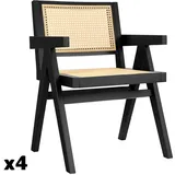 Tectake Armlehnstuhl Lissy Holz schwarz 4er Set