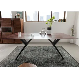 MASSIVMOEBEL24.DE Esstisch Akazie 220x100x76 grau lackiert Beine anthrazit matt swiss edge 44