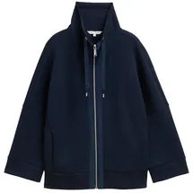 Tom Tailor Damen Boxy Fit Scuba Sweatjacke, blau, Uni, Gr. XL