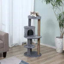 PawHut Katzenbaum 4-Stock 48 x 48 x 104 cm grau