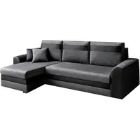 Ecksofa mit Schlaffunktion und Bettkasten, Couch für Wohnzimmer, Schlafsofa Sofagarnitur Sofa Eckcouch L-Form Wohnlandschaft mit Bettfunktion  Tom... - Grau/Schwarz