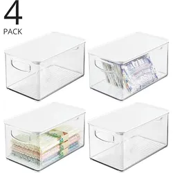 mDesign 4er-Set Kühlschrankbox – Kühlschrank Vorratsdosen mit abnehmbarem Deckel