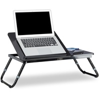 Relaxdays 1 x Laptoptisch fürs Bett, verstellbar, Betttablett klappbar, Leseklappe und Ablage, HxBxT: 40 x 75 x 35 cm, schwarz