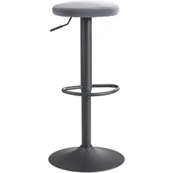 Barhocker `Campania`: 58-79 cm Sitzhöhe, Eisenmaterial, Samt/Wildlederoptik Bezug, 360° drehbar. Grau, Material: Samt, 40x40x79 cm | Kadima Design
