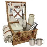 Red Hamper Unisex Deluxe Voll ausgestattete traditionelle Picknick-Korb, Braun, Medium / 2 Personen Picknickkorb, Größen: (L x B x H) 380 x 380 x 210 mm