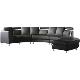 Beliani Halbrundes Sofa ROTUNDE Echtleder Schwarz 7-Sitzer
