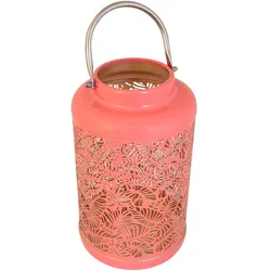Deko Laterne Lacy Metall 27 cm LACHS farben mit Henkel Metalllaterne