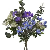2474U Kunstblumenstrauß Blau Lila Weiß, Künstliches Blumen-Bouquet 60 cm Eva - Blau/Lila/Weiß/Grün