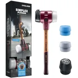 Halder Schonhammer Starterkit, SIMPLEX-Schonhammer D80, Gummikomposition mit Standfuß/Superplastik sowie je ein TPE-soft und TPE-mid Schlageinsatz plus Flaschenöffner |