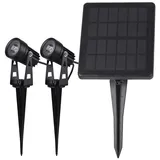 ChiliTec Led Solarstrahler Solarleuchten 2er Set Solarlampen mit Akku Gartenleuchten mit Dämmerungssensor IP65 Aussenstrahler Beleuchtung für Haus Garten Teich 3000k Warmweiss