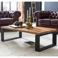 Kadima Design Industrial Couchtisch, Holz und Metall, Einzigartige Holzmaserung. 115x60x35 cm
