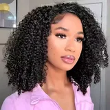 Kinky Curly Half Wig HKinky Curluman Hair 180 Density Glueless Wig with Drawstring 3 In 1 Seamless Clip Ins Flip Over Half Wigs Invisible Hairline Glueless Wear and Go Headband Wigs for Women 12 Inch