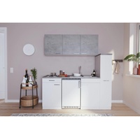 Respekta Küchezeile Malia 180 cm E-Geräte Kochmulde weiß/beton optik