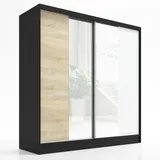 A&J MöbelLand Schwebetürenschrank SOLO 200 x 215 x 59,5 cm Schwarz