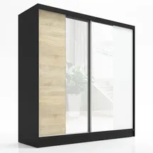 A&J MöbelLand Schwebetürenschrank SOLO 200 x 215 x 59,5 cm Schwarz