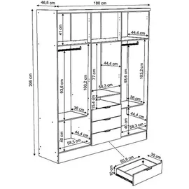 vente-unique Kleiderschrank Elorio 180 x 206 x 46,5 cm Weiß