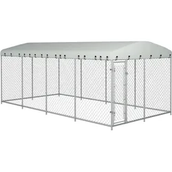 Outdoor-Hundezwinger mit Überdachung 8x4x2,3 m