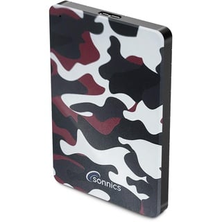 Sonnics 1TB Rot Camo Externe tragbare Festplatte USB 3.0 super schnelle Übertragungsgeschwindigkeit für den Einsatz mit Windows PC, Mac, XBOX ONE und PS4 Fat32