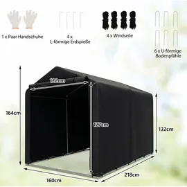 Costway Fahrradabdeckung 160x218x164cm Fahrradgarage mit aufrollbarer Reißverschlusstür grau