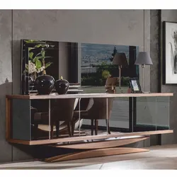 Casa Padrino Luxus Sideboard mit Spiegel Braun - Verspiegelter Massivholz Schrank mit Wandspiegel - Luxus Massivholz Möbel