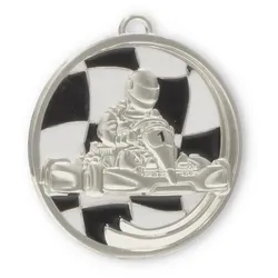 Motivmedaille Go-Kart silberfarben