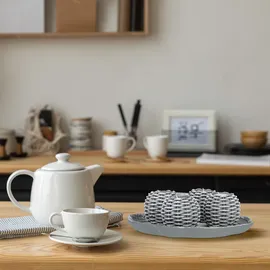 Relaxdays Teelichthalter Set Mit Dekotablett Glas Grau/Mehrfarbig