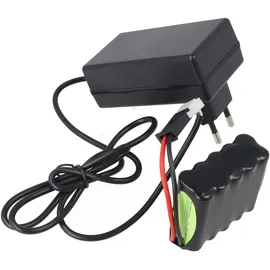AccuCell Akku und Ladegerät passend für den roma 4511670 Akkupack NiMH 12V 800mAh 9,6Wh F2x5 mit Kabel und Stecker