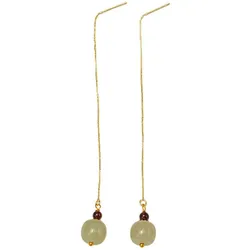 Paar Ohrhänger FIRETTI "Schmuck Geschenk Silber 925 Ohrschmuck Ohrringe Edelsteine", grün (gelbgoldfarben, grün, rot, grün, rot), Ohrringe, Damen, Silber 925 (Sterlingsilber), Made in Germany - mit Jade, Granat