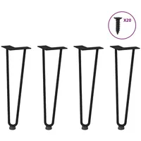 VidaXL Haarnadelbeine 4 Stk. Schwarz 42 cm Massivstahl