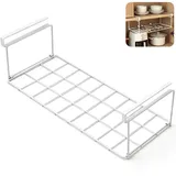 Mythlon Unterregal Hängekorb 40cm Weiß, Schrankkorb Metall Regaleinhängekorb für Küchenschrank Schuhschrank Kleiderschrank, Faltbarer Organizer Ohne Bohren, Platzsparendes Regal