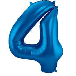 Folat Blauer Folienballon Ziffer / Zahl 4 - 86 cm