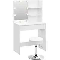Woltu Schminktisch, Weiß, Metall, 1 Schubladen, Rechteckig,Rechteckig, Wange, 75x136x40
