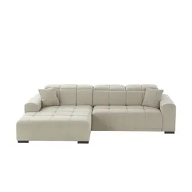 Möbel Kraft Eckcouch Flachgewebe 3-Sitzer Beige