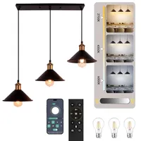 FIRVRE LED Pendelleuchte Dimmbar Hoehenverstellbar, Pendelleuchte Esstisch Schwarz 3 Flammig mit Fernbedienung, Esstischlampe Hangend Schwarz Gold mit 3 LED Glühbirne
