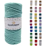 Sznurkomania, Baumwollkordel 3mm 100m, 46 Farben, Häkelkordel, Geflochten Baumwollkordel 3mm, Makramee Kordel, Makramee Garn, Premium Garn, Makramee Seil (Hellgrün)