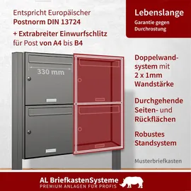 AL Briefkastensysteme Standbriefkasten 3 Fach Grau