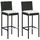 vidaXL Garten-Barhocker mit Kissen 2 Stk. Schwarz Poly Rattan