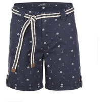 modAS Bermudas Damen Shorts mit Flechtgürtel Maritim - Kurze Hose mit Muschel-Anker-Print XXL