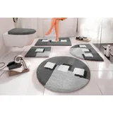 OTTO home Badematte Ada, Badvorleger, Badezimmer Teppich, Höhe 21 mm, rutschhemmend beschichtet, schnell trocknend, strapazierfähig, fußbodenheizungsgeeignet, Polyester, rund, Badteppich, Badematten auch als 3 teiliges Set erhältlich grau rund | Ø 75 cm x 21 mm