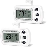 Odipie - 2-teiliges Thermometer, digitale Kühlschrank-Gefrierschrank-Temperatur -20 bis 50 °c, leicht ablesbares LCD-Display (weiß)