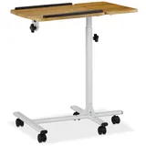 Relaxdays Laptoptisch höhenverstellbar, rollbar, neigbare Tischplatte, Mausablage, HBT: 68 - 88 x 61 x 40 cm, braun-weiß