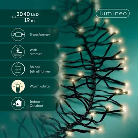 Lumineo LED-Lichterkette Cluster 19 m schwarz warmweiß