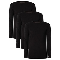 Tommy Hilfiger Herren 3er Pack Langarmshirts Basic, Schwarz (Black/ Black/ Black), L